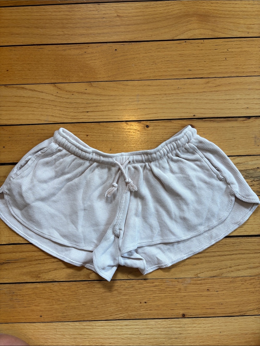 Brandy Melville Light Cream Waffle Knit Athletic Shorts